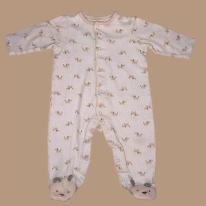 Little Doggie Footed Unisex One Piece Snap Front Pajamas 9M